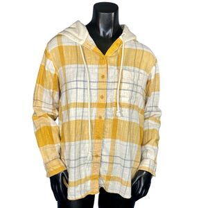 American Eagle Cozy Cabin Oversized Hoodie Flannel Womens Size XS Plaid Pattern
